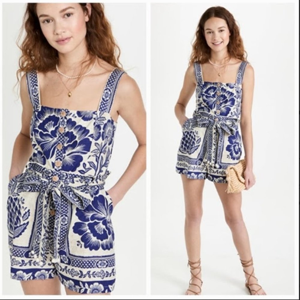 Farm Rio Blue floral romper size S